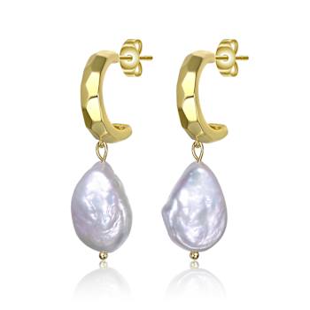 Pear Shape Pearl Drop Earrings In 14K Gold Over Sterling Silver