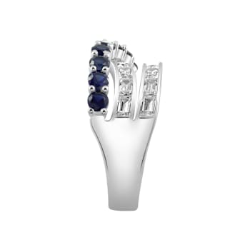 Lab Created Blue Saphhire And White Cubic Zirconia Platinum Over
Sterling Silver Ring 2.54ctw