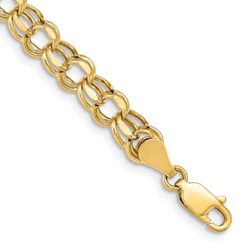 14k Yellow Gold 5.5mm Double Link Charm Bracelet