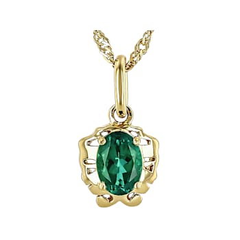 Lab Created Emerald GemIni Birthstone Pendant