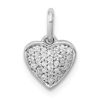 Rhodium Over 14k White Gold Diamond Heart Pendant