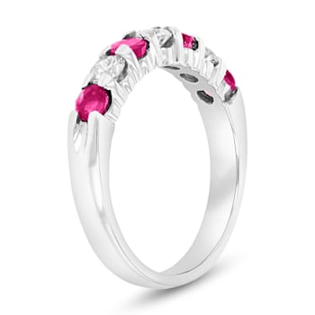 1.00ctw Ruby and Diamond Wedding Band Ring in 14k White Gold