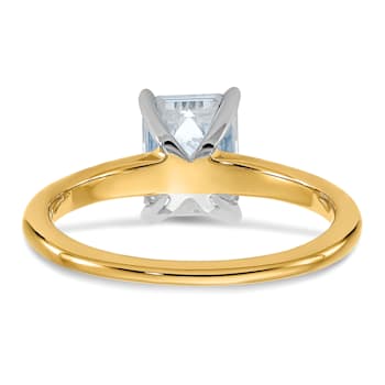 14K Yellow Gold With White Gold Accents 1 3/4 ct. D E F Pure Light
Emerald Moissanite Solitaire Ring