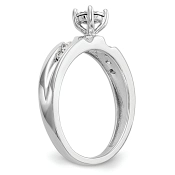 Rhodium Over 14K White Gold Diamond Trio Engagement Ring 0.13ctw