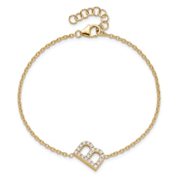 14k Yellow Gold Diamond Sideways Letter B Bracelet