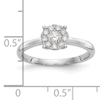 Rhodium Over 14K White Gold Diamond Cluster Engagement Ring 0.33ctw
