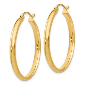 14k Yellow Gold Polished 1 3/16" Hoop Earrings