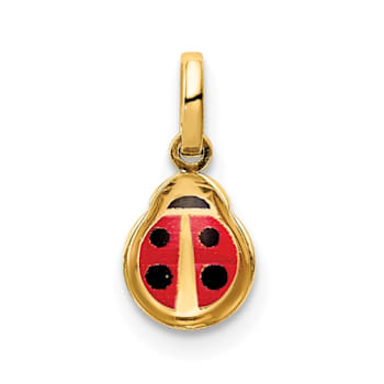 14K Yellow Gold Enamel Ladybug Charm