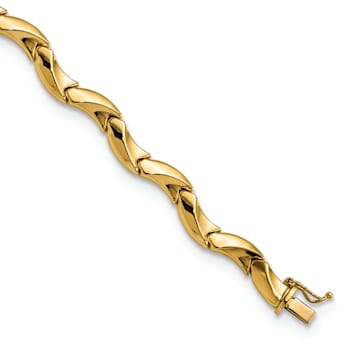 14k Yellow Gold Polished Fancy Wavy Link Bracelet