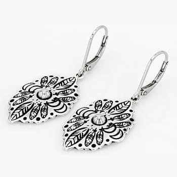 Oxidized Sterling Silver Feather Dangle Earrings