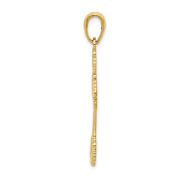 14k Yellow Gold Textured Beaded Cross with Heart Pendant