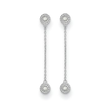 Rhodium Over 14K White Gold Diamond Circles Dangle Post Earrings