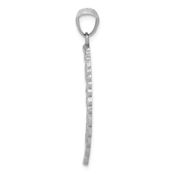 Rhodium Over 14k White Gold Polished and Textured Angel Wing Pendant