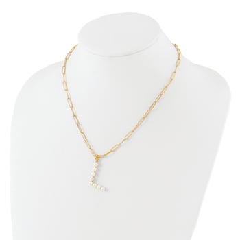 Gold Tone Sterling Silver 3-5.5mm Freshwater Cultured Pearl LETTER L
18-inch Necklace