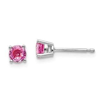 Rhodium Over 14K White Gold Pink Sapphire Earrings