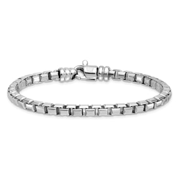 Rhodium Over Sterling Silver Polished 5.0mm Box 8 Inch Chain