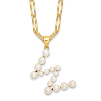 Gold Tone Sterling Silver 3-5.5mm Freshwater Cultured Pearl LETTER W
18-inch Necklace