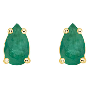 5x3mm Pear Shape Emerald 14k Yellow Gold Stud Earrings