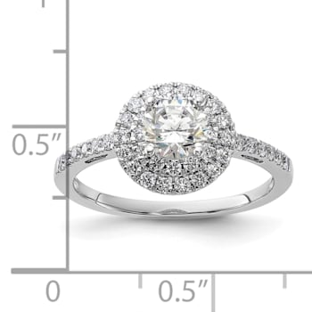 Rhodium Over 14K White Gold Diamond Complete Double Halo Engagement Ring 0.92ctw