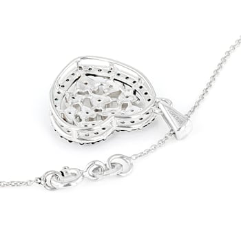 Blue And White Diamond Rhodium Over Sterling Silver Heart Pendant With
18" Chain 0.50ctw