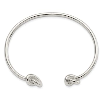 Sterling Silver Polished Knotted Ends Cuff Bracelet