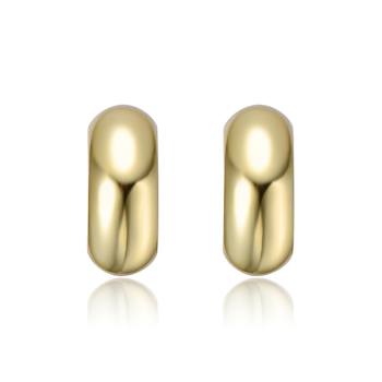 Tubular C-Hoop Earrings In 14K Gold Over Brass