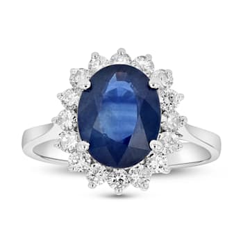 3.60ctw Sapphire and Diamond Ring in 14k White Gold