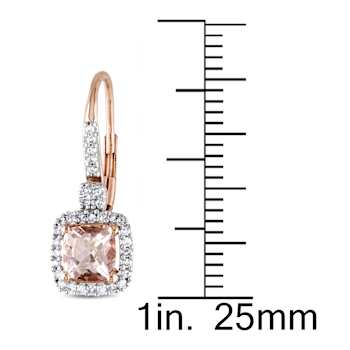 Morganite and Diamond 10K Pink Gold Earrings 1.29ctw