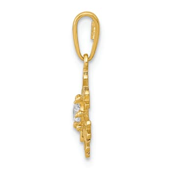 14K Yellow Gold Polished Cubic Zirconia Snowflake Charm Pendant
