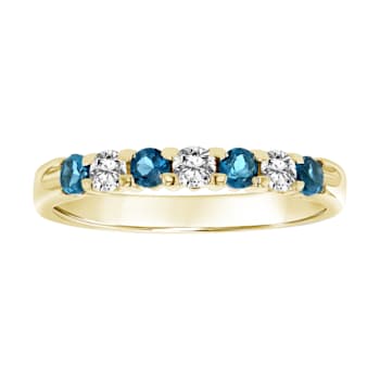 14K Yellow Gold London Blue Topaz and Diamond Wedding Band 0.55ctw