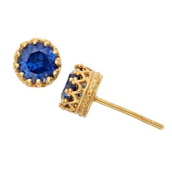 Round Lab Created Sapphire 14K Yellow Gold Over Sterling Silver Stud
Earrings, 2.00ctw