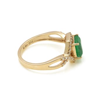 1.50 Ctw Emerald with 0.21 Ctw Diamond Ring in 14K YG