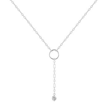 Round White Topaz Rhodium Over Sterling Silver Dainty Necklace, 0.30ct