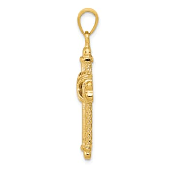 14K Yellow Gold Polished and Textured Cross Pendant