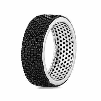 Black Spinel Pave Band Ring In Sterling Silver 2.95ctw