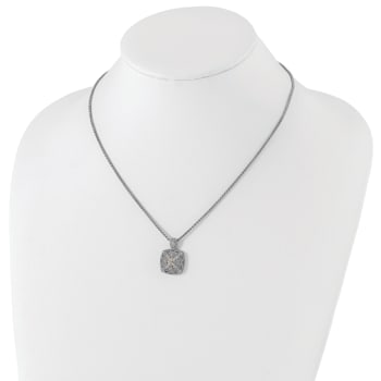 Sterling Silver Antiqued with 14K Accent Diamond Necklace