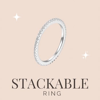 White Sapphire Accents Sterling Silver Dainty Eternity Band Ring
