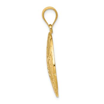 14k Yellow Gold and Rhodium Over 14k Yellow Gold Polished and
Diamond-Cut Sand Dollar Pendant