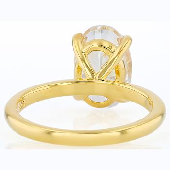 Oval CZ Solitaire Statement Ring In 18K Gold Over Sterling Silver
