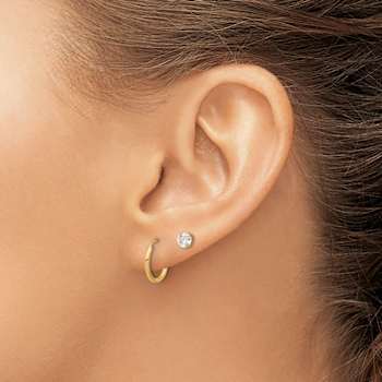 14k Yellow Gold Polished 4.5mm Cubic Zirconia Studs and Small 7/16"
Endless Hoop Earring Set