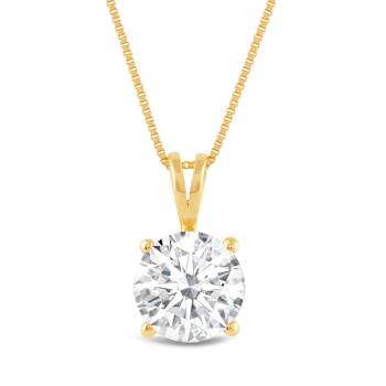 White Cubic Zirconia 14k Yellow Gold Pendant With Chain 2.00ctw