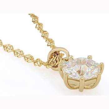 Diamond Simulant Heptagon Pendant Necklace In 18K Gold Over Sterling
Silver 2.51ct