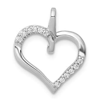 Rhodium Over 14k White Gold Diamond Heart Pendant