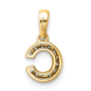 14K Yellow Gold Diamond Letter C Initial with Bail Pendant