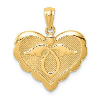 14k Yellow Gold Angel in Heart Pendant