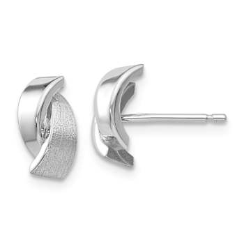 Rhodium Over 14k White Gold Polished and Satin Fancy Stud Earrings