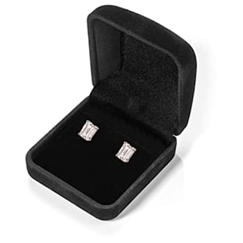 White Cubic Zirconia 14k White Gold Studs With Velvet Gift Box 0.50ctw