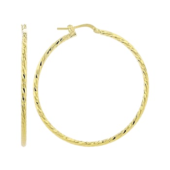 Set Of 3 Twisted Hoop Earrings In 18K Gold Over Bronze