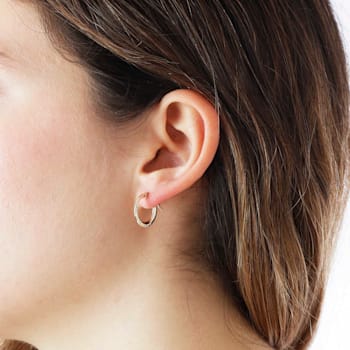 14K Yellow Gold Diamond Cut 5/8" Round Hoop Earrings