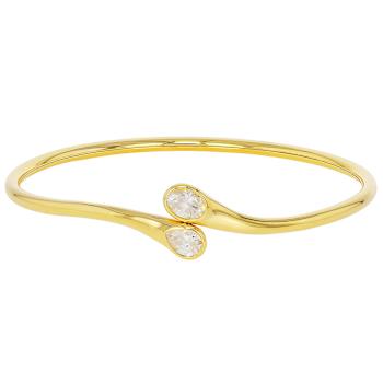 Oval And Pear Moissanite Bypass Cuff Bracelet In 14K Gold Over Sterling Silver